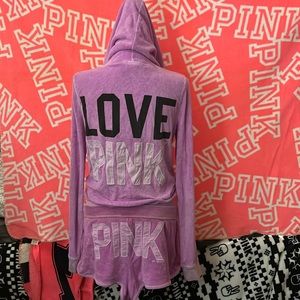 Pink by VS Very rare and htf French terry hoodie and shorts.